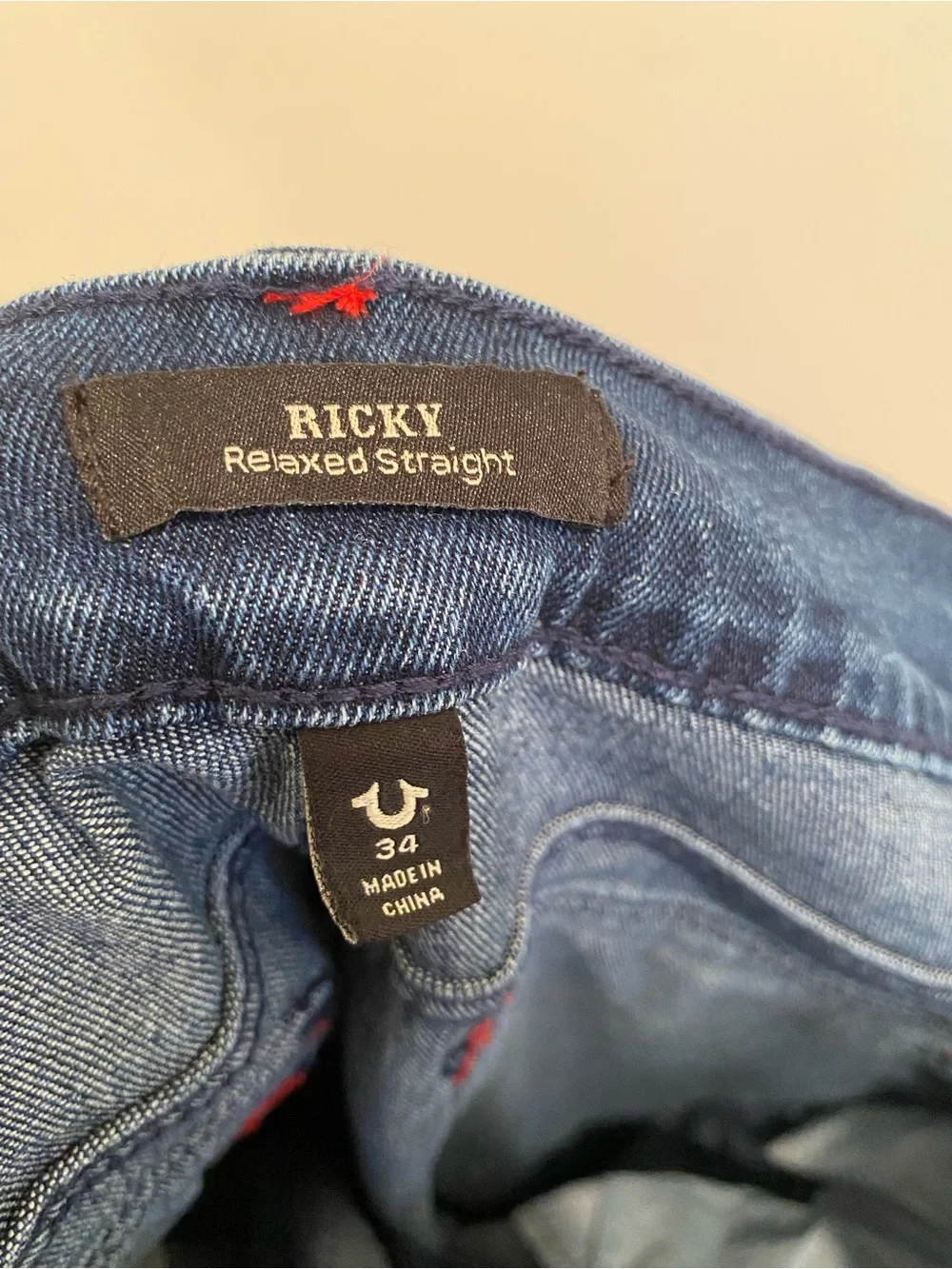 True Religion Ricky Relaxed Straight Men’s Jeans Size 34 Dark Wash